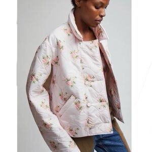 NEW Rentrayage Melba Roses Floral Quilted Bomber Jacket